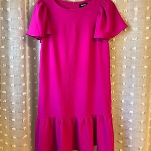 DKNY Fuchsia Dress with Ruffle Details